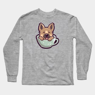 Happy German Shepherd Puppuccino Long Sleeve T-Shirt